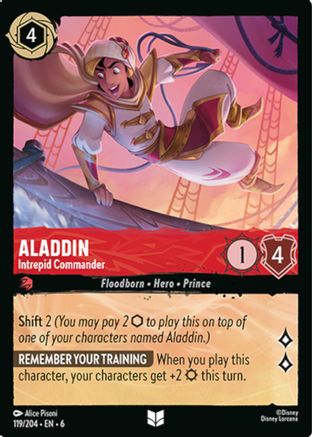 Lorcana - Aladdin (Intrepid Commander) - 119/204 - Uncommon - Azurite Sea - Top CollectiblesCollectible CardsLorcana