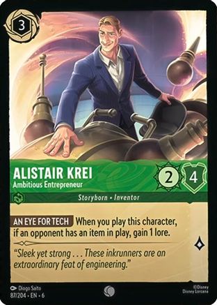 Lorcana - Alistair Krei (Ambitious Entrepreneur) - 87/204 - Common - Azurite Sea - Top CollectiblesCollectible CardsLorcana