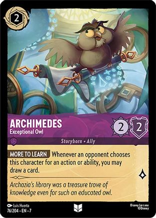 Lorcana - Archimedes (Exceptional Owl) - 76/204 - Uncommon - Archazia's Island - Top CollectiblesCollectible CardsLorcana