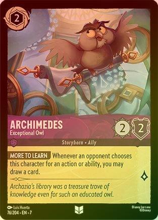 Lorcana - Archimedes (Exceptional Owl) - 76/204 - Uncommon (Foil) - Archazia's Island - Top CollectiblesCollectible CardsLorcana