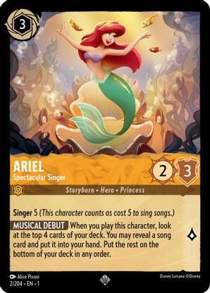 Lorcana - Ariel (Spectacular Singer) - 2/204 - Super Rare - The First Chapter - Top CollectiblesCollectible CardsLorcana