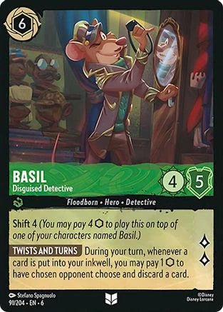 Lorcana - Basil (Disguised Detective) - 91/204 - Uncommon - Azurite Sea - Top CollectiblesCollectible CardsLorcana