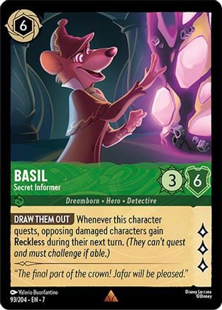 Lorcana - Basil (Secret Informer) - 93/204 - Rare - Archazia's Island - Top CollectiblesCollectible CardsLorcana