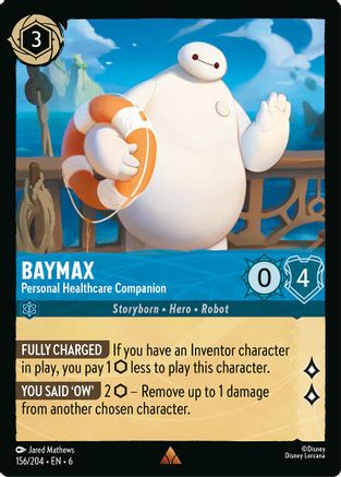 Lorcana - Baymax (Personal Healthcare Companion) - 156/204 - Rare - Azurite Sea - Top CollectiblesCollectible CardsLorcana