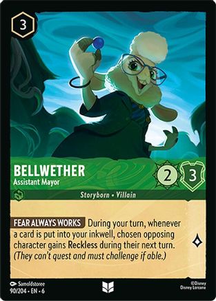 Lorcana - Bellwether (Assistant Mayor) - 90/204 - Uncommon - Azurite Sea - Top CollectiblesCollectible CardsLorcana
