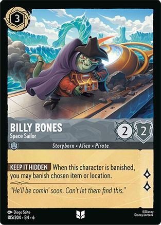 Lorcana - Billy Bones (Space Sailor) - 185/204 - Uncommon - Azurite Sea - Top CollectiblesCollectible CardsLorcana