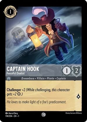 Lorcana - Captain Hook (Forceful Duelist) - 174/204 - Common - The First Chapter - Top CollectiblesCollectible CardsLorcana