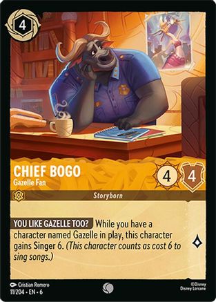 Lorcana - Chief Bogo (Gazelle Fan) - 11/204 - Common - Azurite Sea - Top CollectiblesCollectible CardsLorcana