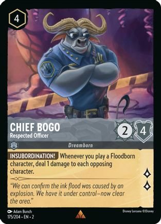 Lorcana - Chief Bogo (Respected Officer) - 175/204 - Rare - Rise of the Floodborn - Top CollectiblesCollectible CardsLorcana