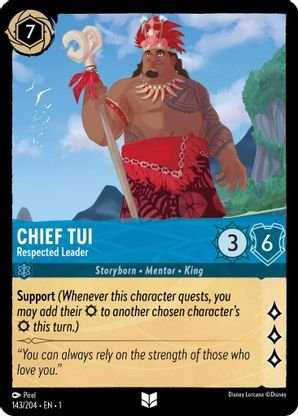 Lorcana - Chief Tui (Respected Leader) - 143/204 - Uncommon - The First Chapter - Top CollectiblesCollectible CardsLorcana