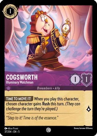 Lorcana - Cogsworth (Illuminary Watchman) - 37/204 - Common - Shimmering Skies - Top CollectiblesCollectible CardsLorcana