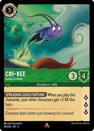 Lorcana - Cri - Kee (Lucky Cricket) - 69/204 - Rare - Ursula's Return - Top CollectiblesCollectible CardsLorcana