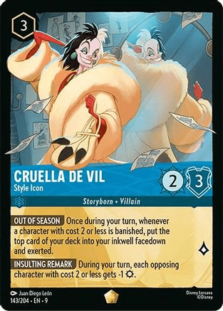 Lorcana - Cruella De Vil (Style Icon) - 143/204 - Legendary - Fabled - Top CollectiblesCollectible CardsLorcana