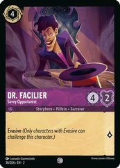 Lorcana - Dr. Facilier (Savvy Opportunist) - 38/204 - Common - Rise of the Floodborn - Top CollectiblesCollectible CardsLorcana