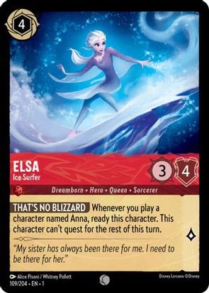 Lorcana - Elsa (Ice Surfer) - 109/204 - Common - The First Chapter - Top CollectiblesCollectible CardsLorcana