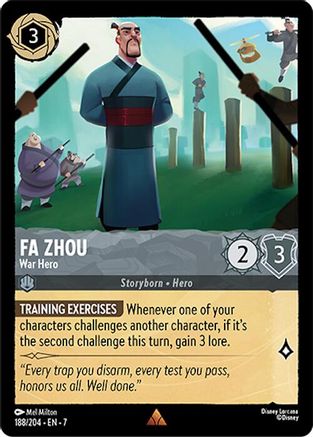 Lorcana - Fa Zhou (War Hero) - 188/204 - Rare - Archazia's Island - Top CollectiblesCollectible CardsLorcana