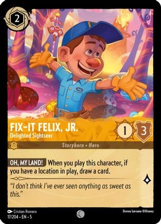 Lorcana - Fix - It Felix, Jr. (Delighted Sightseer) - 17/204 - Common - Shimmering Skies - Top CollectiblesCollectible CardsLorcana