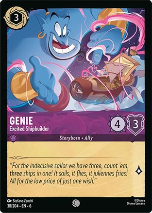 Lorcana - Genie (Excited Shipbuilder) - 38/204 - Common - Azurite Sea - Top CollectiblesCollectible CardsLorcana