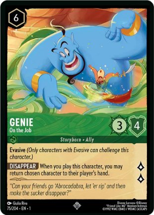 Lorcana - Genie (On the Job) - 75/204 - Super Rare - The First Chapter - Top CollectiblesCollectible CardsLorcana