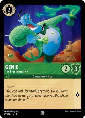 Lorcana - Genie (The Ever Impressive) - 77/204 - Common - The First Chapter - Top CollectiblesCollectible CardsLorcana