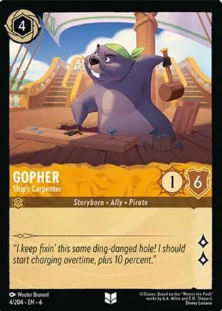 Lorcana - Gopher (Ship's Carpenter) - 4/204 - Uncommon - Azurite Sea - Top CollectiblesCollectible CardsLorcana