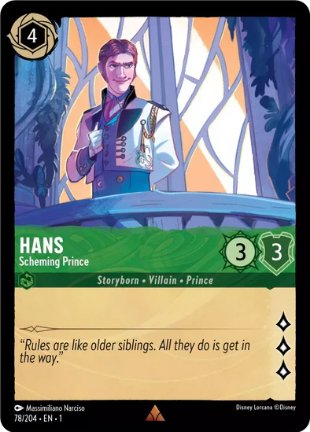 Lorcana - Hans (Scheming Prince) - 78/204 - Rare - The First Chapter - Top CollectiblesCollectible CardsLorcana