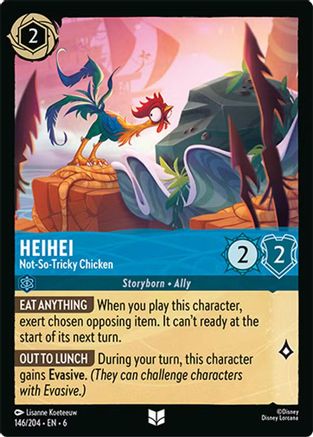 Lorcana - HeiHei (Not - So - Tricky Chicken) - 146/204 - Uncommon - Azurite Sea - Top CollectiblesCollectible CardsLorcana