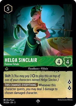 Lorcana - Helga Sinclair (Femme Fatale) - 74/204 - Super Rare - Into the Inklands - Top CollectiblesCollectible CardsLorcana