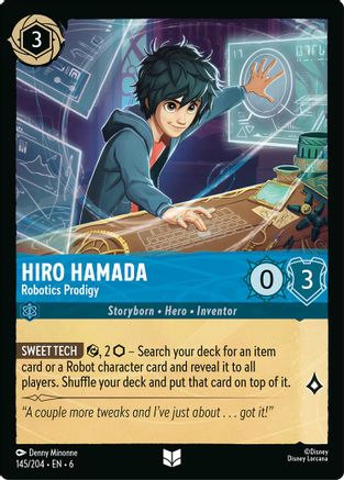 Lorcana - Hiro Hamada (Robotics Prodigy) - 145/204 - Uncommon - Azurite Sea - Top CollectiblesCollectible CardsLorcana