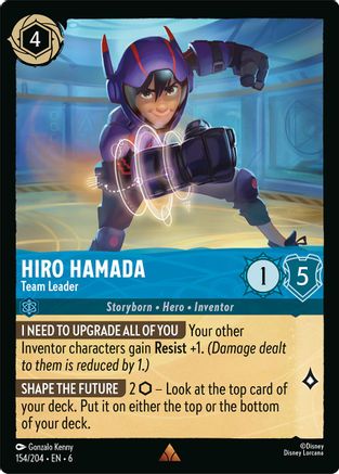 Lorcana - Hiro Hamada (Team Leader) - 154/204 - Rare - Azurite Sea - Top CollectiblesCollectible CardsLorcana