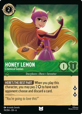 Lorcana - Honey Lemon (Chemical Genius) - 74/204 - Uncommon - Azurite Sea - Top CollectiblesCollectible CardsLorcana