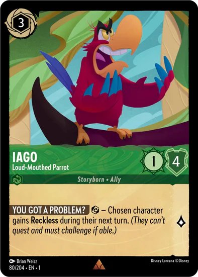 Lorcana - Iago (Loud - Mouthed Parrot) - 80/204 - Rare - The First Chapter - Top CollectiblesCollectible CardsLorcana