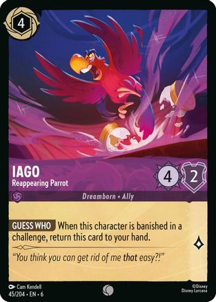 Lorcana - Iago (Reappearing Parrot) - 45/204 - Common - Azurite Sea - Top CollectiblesCollectible CardsLorcana