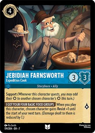Lorcana - Jebidiah Farnsworth (Expedition Cook) - 174/204 - Uncommon - Archazia's Island - Top CollectiblesCollectible CardsLorcana