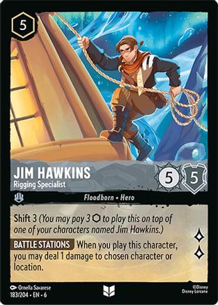 Lorcana - Jim Hawkins (Rigging Specialist) - 183/204 - Uncommon - Azurite Sea - Top CollectiblesCollectible CardsLorcana