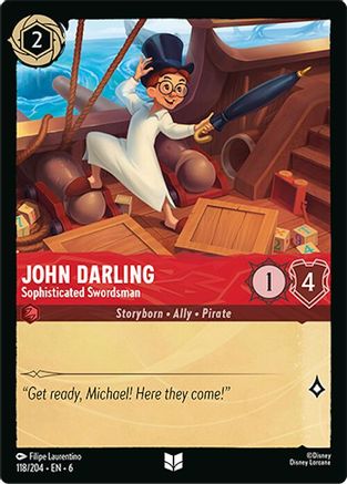 Lorcana - John Darling (Sophisticated Swordsman) - 118/204 - Uncommon - Azurite Sea - Top CollectiblesCollectible CardsLorcana