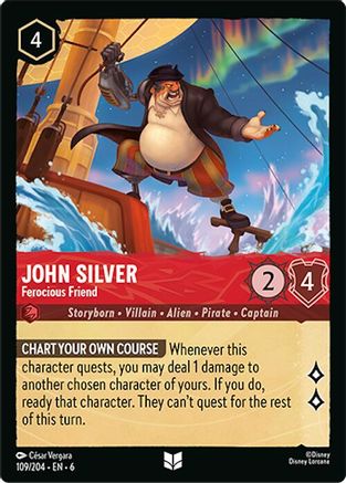 Lorcana - John Silver (Ferocious Friend) - 109/204 - Uncommon - Azurite Sea - Top CollectiblesCollectible CardsLorcana