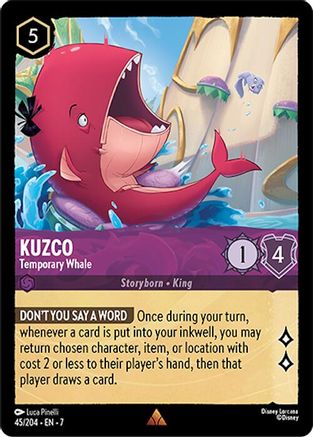 Lorcana - Kuzco (Temporary Whale) - 45/204 - Rare - Archazia's Island - Top CollectiblesCollectible CardsLorcana