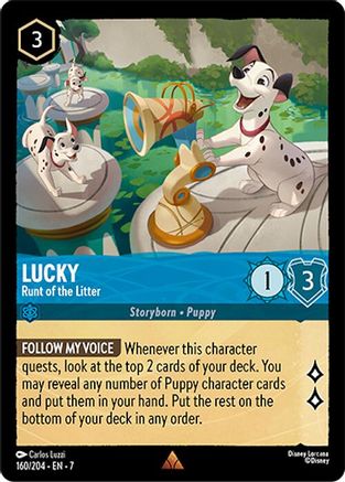 Lorcana - Lucky (Runt of the Litter) - 160/204 - Rare - Archazia's Island - Top CollectiblesCollectible CardsLorcana