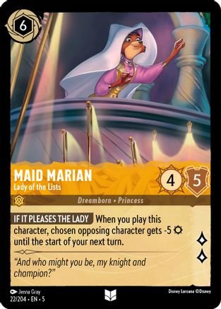 Lorcana - Maid Marian (Lady of the Lists) - 22/204 - Uncommon - Shimmering Skies - Top CollectiblesCollectible CardsLorcana