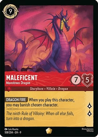 Lorcana - Maleficent (Monstrous Dragon) - 108/204 - Legendary - Fabled - Top CollectiblesCollectible CardsLorcana