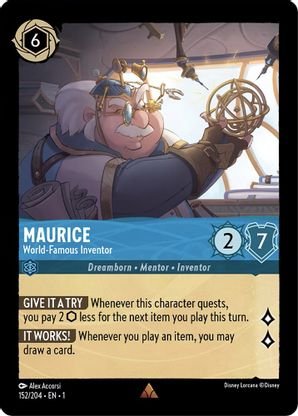 Lorcana - Maurice (World - Famous Inventor) - 152/204 - Rare - The First Chapter - Top CollectiblesCollectible CardsLorcana