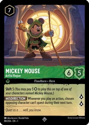 Lorcana - Mickey Mouse (Artful Rogue) - 88/204 - Super Rare - The First Chapter - Top CollectiblesCollectible CardsLorcana