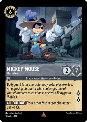 Lorcana - Mickey Mouse (Musketeer) - 186/204 - Rare - The First Chapter - Top CollectiblesCollectible CardsLorcana