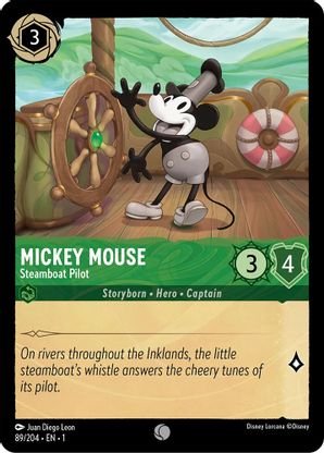 Lorcana - Mickey Mouse (Steamboat Pilot) - 89/204 - Common - The First Chapter - Top CollectiblesCollectible CardsLorcana