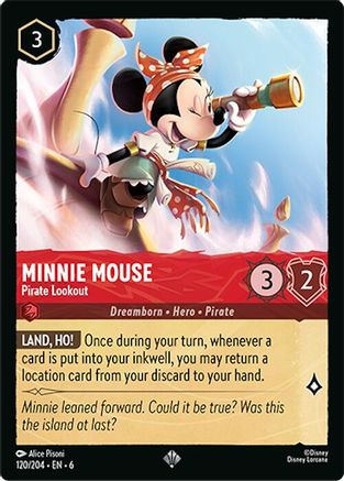 Lorcana - Minnie Mouse (Pirate Lookout) - 120/204 - Super Rare - Azurite Sea - Top CollectiblesCollectible CardsLorcana