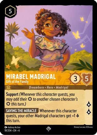 Lorcana - Mirabel Madrigal (Gift of the Family) - 18/204 - Super Rare - Ursula's Return - Top CollectiblesCollectible CardsLorcana