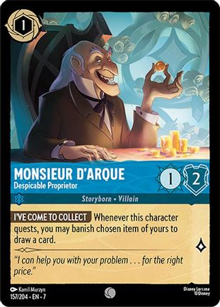 Lorcana - Monsieur D'Arque (Despicable Proprietor) - 157/204 - Common - Archazia's Island - Top CollectiblesCollectible CardsLorcana