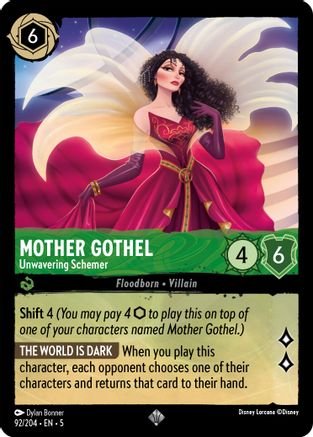 Lorcana - Mother Gothel (Unwavering Schemer) - 92/204 - Super Rare - Shimmering Skies - Top CollectiblesCollectible CardsLorcana