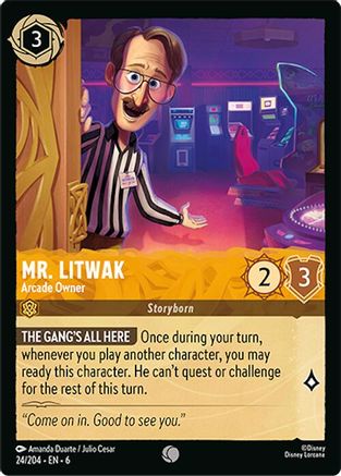 Lorcana - Mr. Litwak (Arcade Owner) - 24/204 - Common - Azurite Sea - Top CollectiblesCollectible CardsLorcana